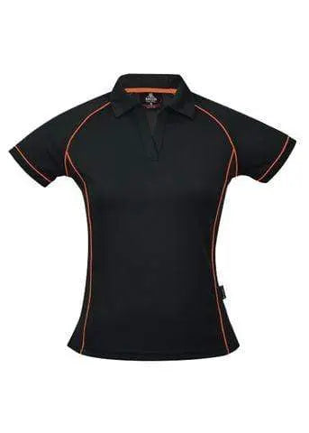 Aussie Pacific Ladies Endeavour Polo Shirt 2310 Casual Wear Aussie Pacific Black/Fluro Orange 6